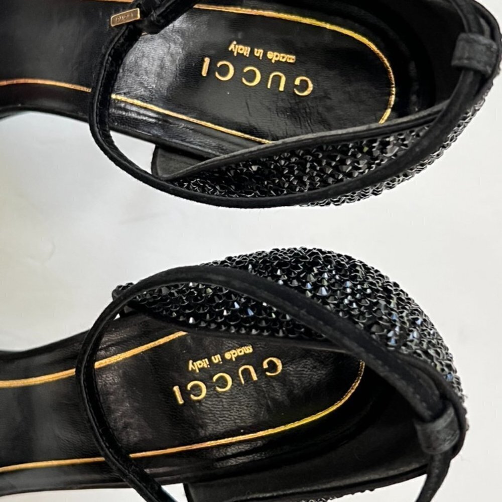 Gucci black studded sandal heels size 38.5 - Picture 7 of 13